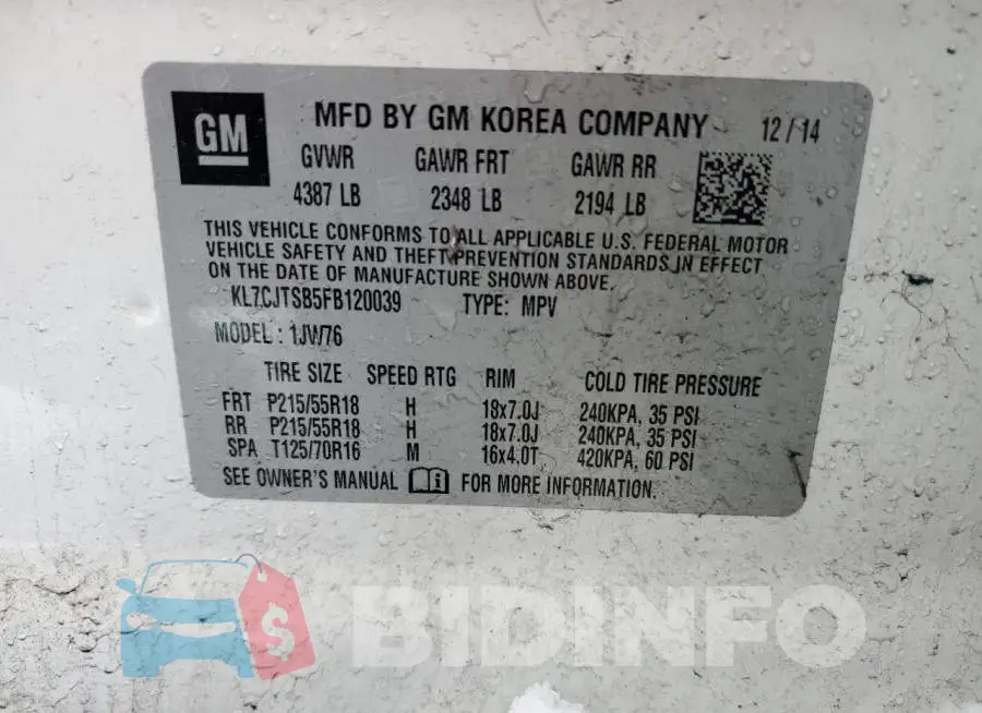 KL7CJTSB5FB120039 Photo# 13