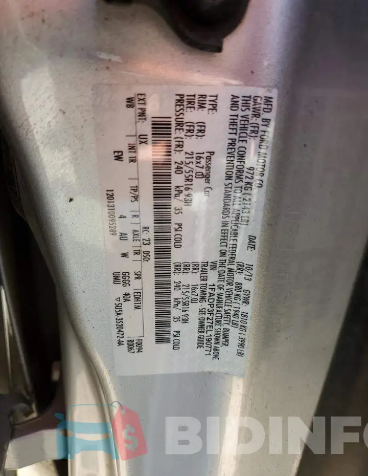 1FADP3F27EL190771 Photo# 12
