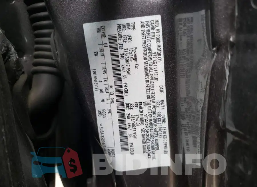 1FADP3K20EL304342 Photo# 12
