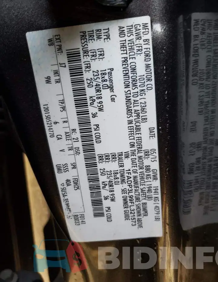 1FADP3L99FL321573 Photo# 12