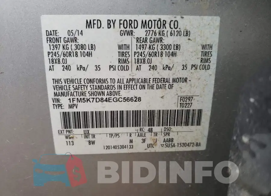 1FM5K7D84EGC56628 Photo# 13