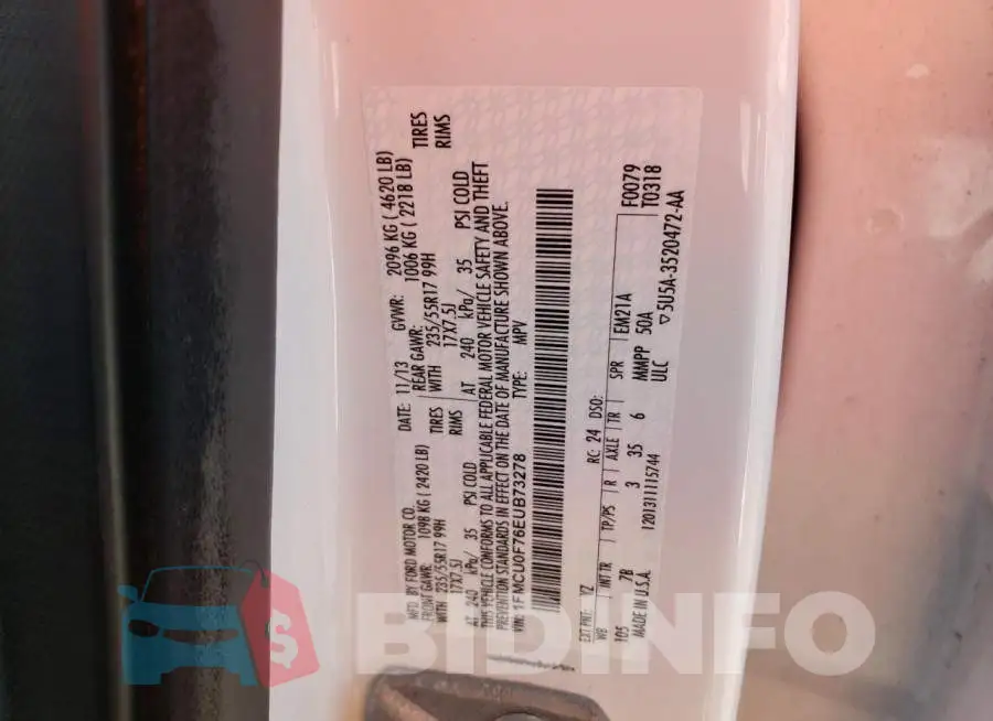 1FMCU0F76EUB73278 Photo# 13