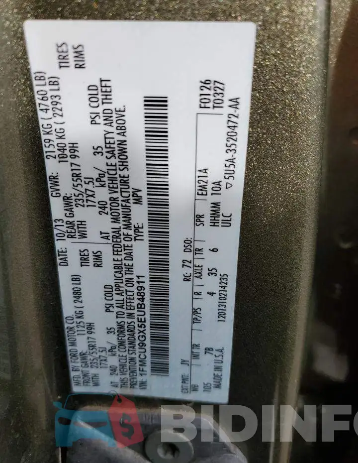 1FMCU9GX5EUB48911 Photo# 13