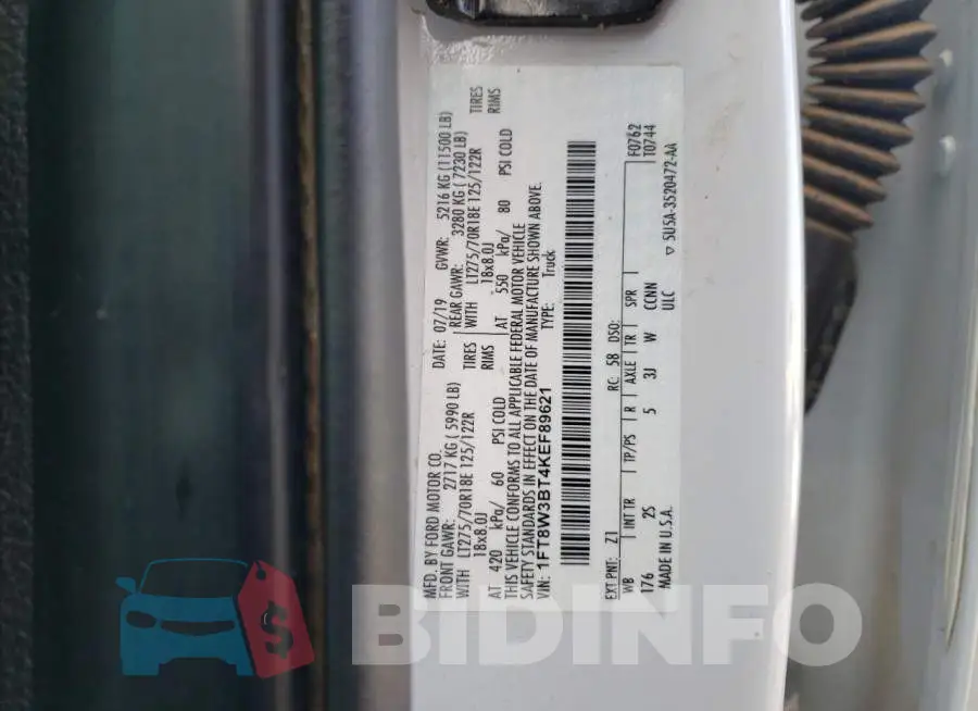 1FT8W3BT4KEF89621 Photo# 12