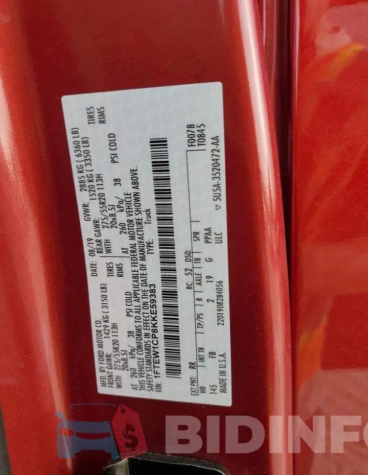 1FTEW1CP8KKE59383 Photo# 12