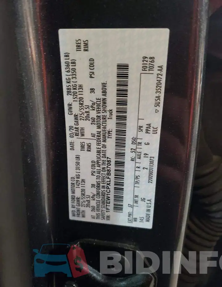 1FTEW1CPXLFB87087 Photo# 12
