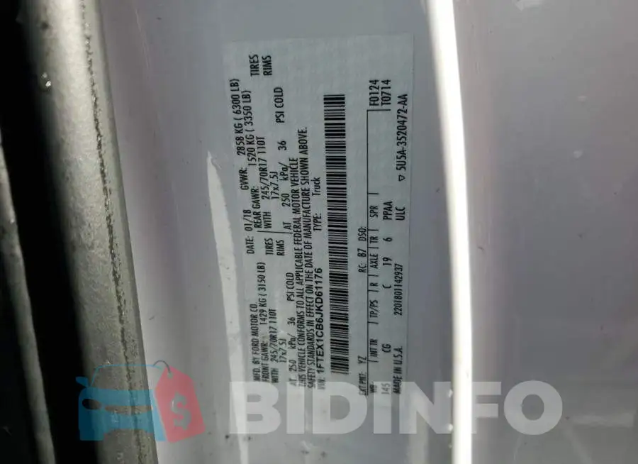 1FTEX1CB6JKD61176 Photo# 12