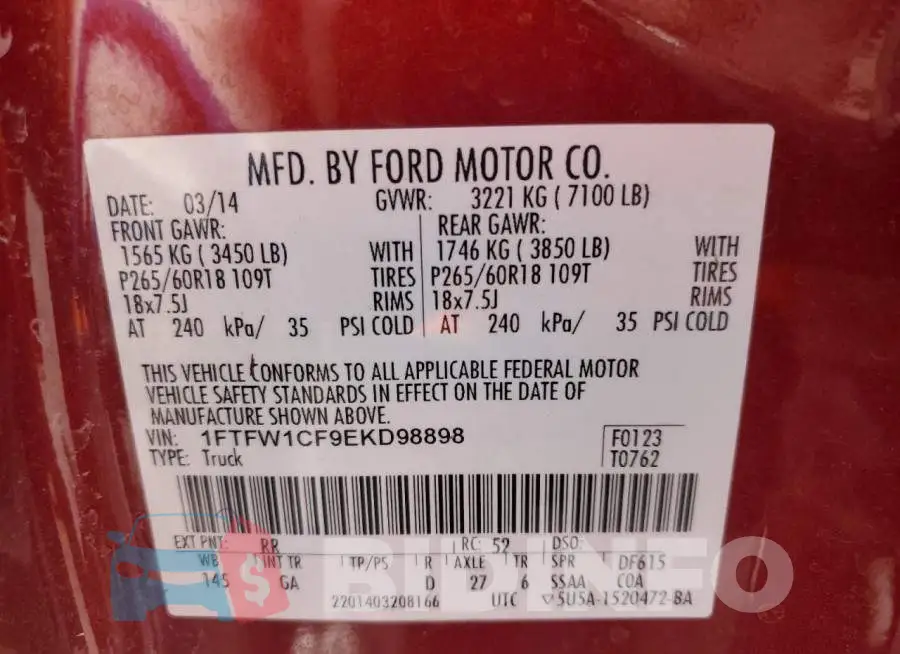 1FTFW1CF9EKD98898 Photo# 13