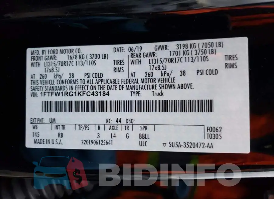 1FTFW1RG1KFC43184 Photo# 12