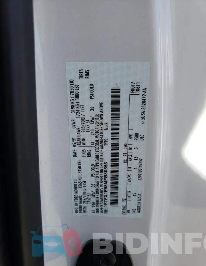 1FTFX1E58MFB80556 Photo# 12