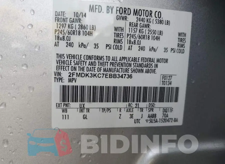 2FMDK3KC7EBB34736 Photo# 13