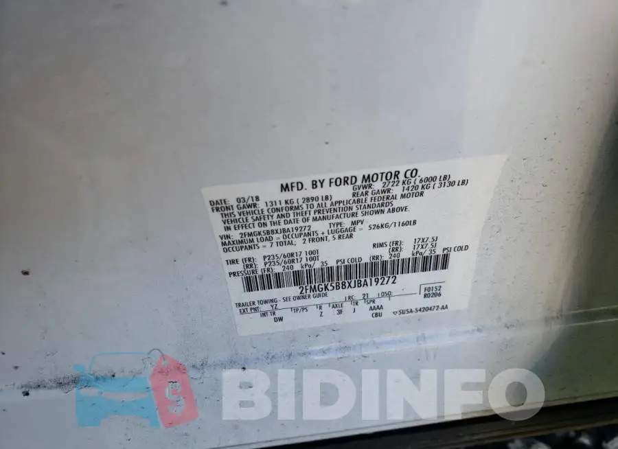 2FMGK5B8XJBA19272 Photo# 12