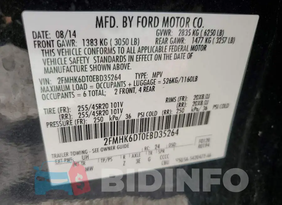 2FMHK6DT0EBD35264 Photo# 13