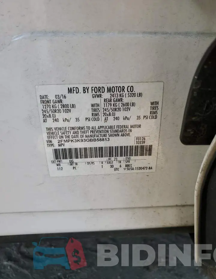 2FMPK3K93GBB58813 Photo# 13