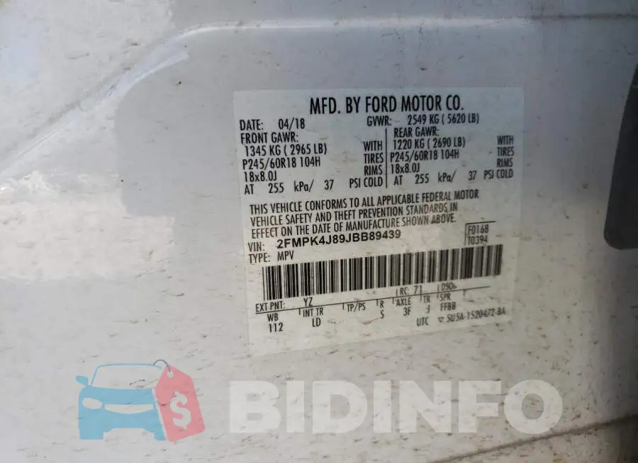 2FMPK4J89JBB89439 Photo# 13