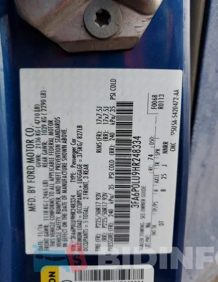 3FA6P0LU9HR248334 Photo# 12