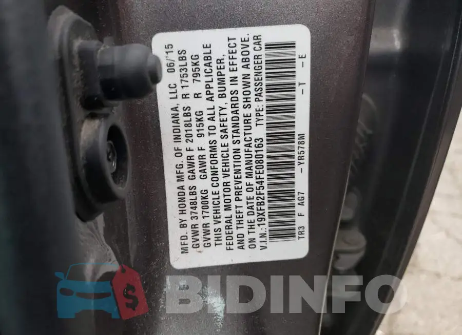 19XFB2F54FE080163 Photo# 12