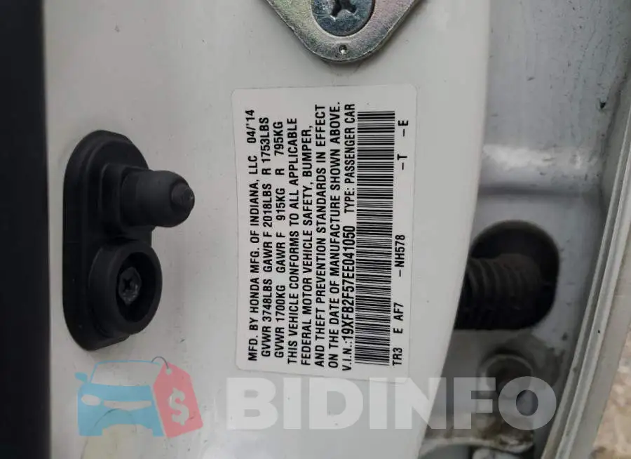 19XFB2F57EE041050 Photo# 12