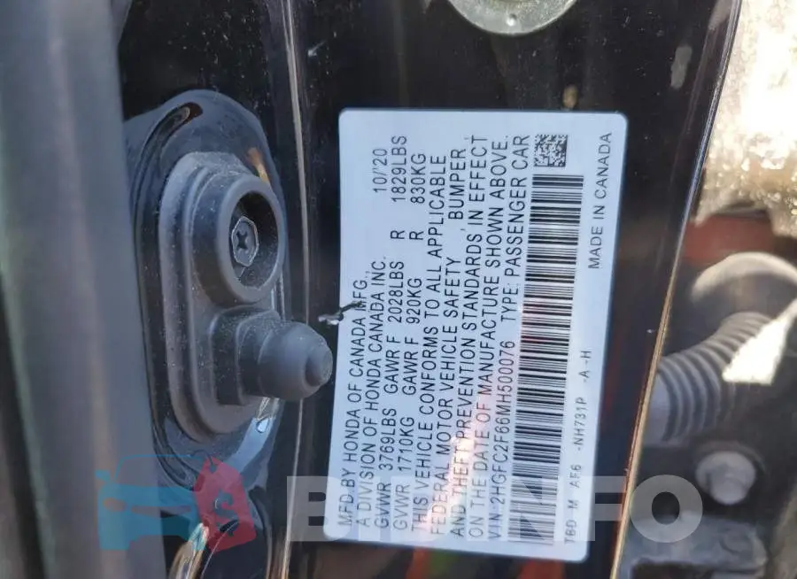 2HGFC2F66MH500076 Photo# 12