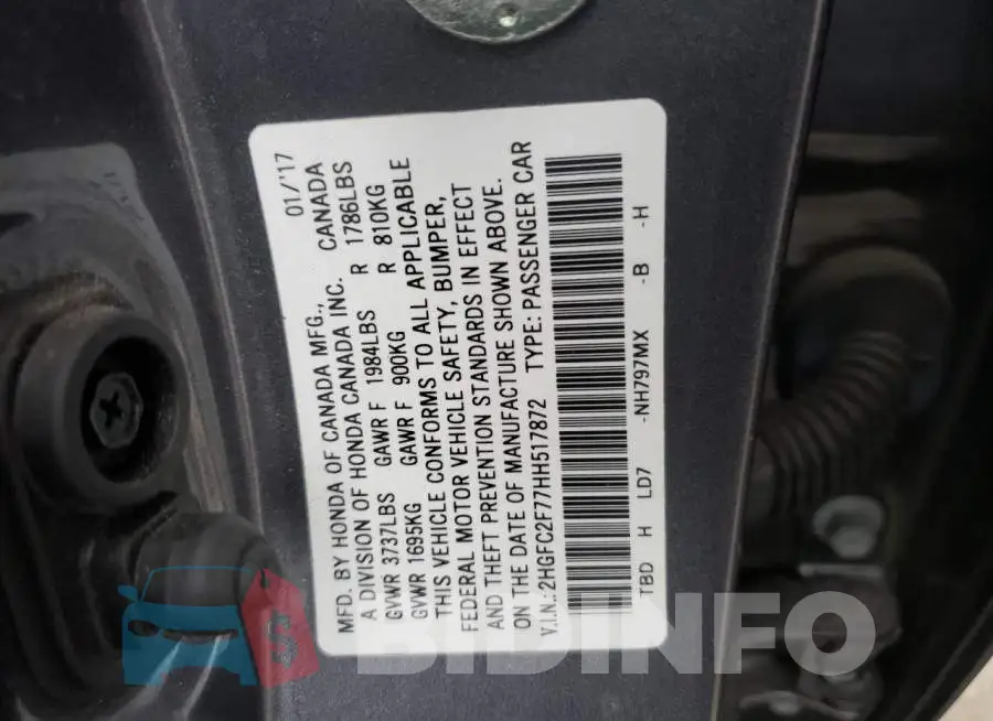 2HGFC2F77HH517872 Photo# 12