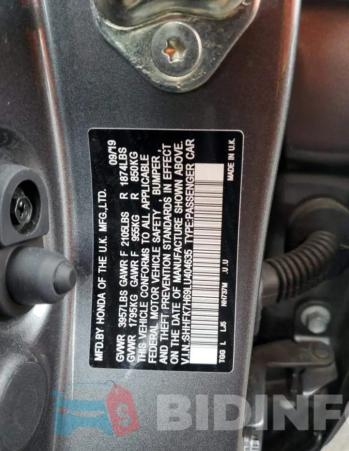 SHHFK7H69LU404635 Photo# 12