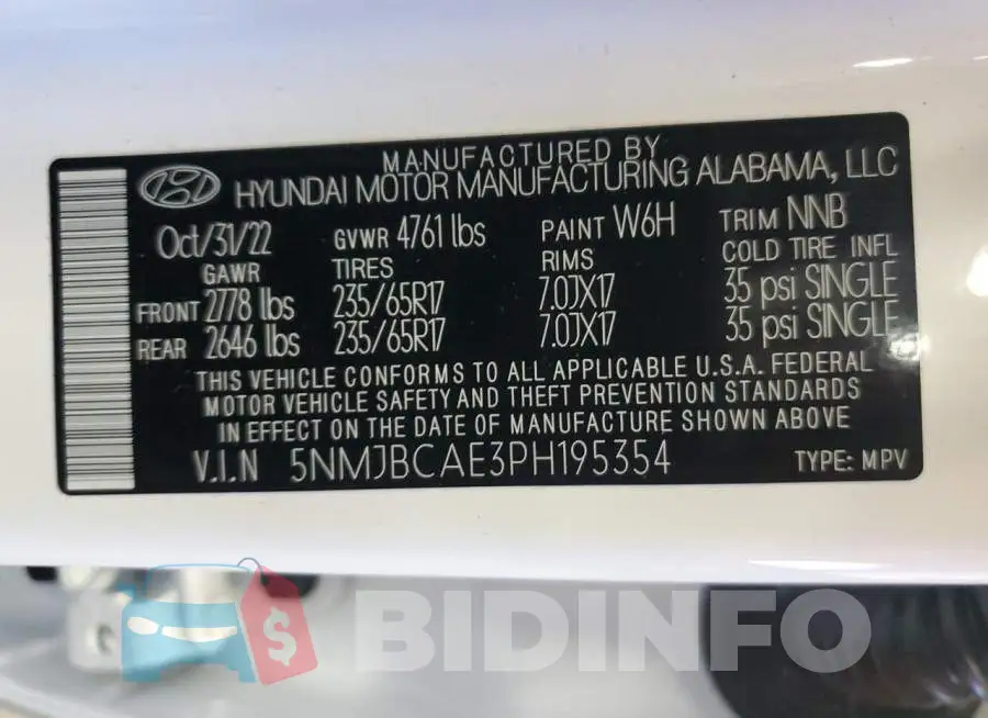 5NMJBCAE3PH195354 Photo# 13