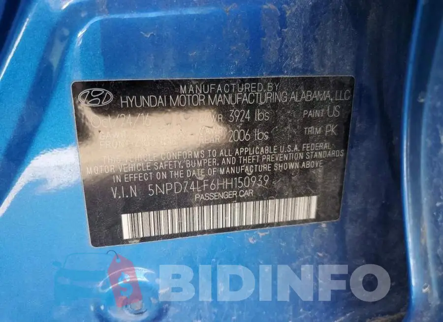 5NPD74LF6HH150939 Photo# 12