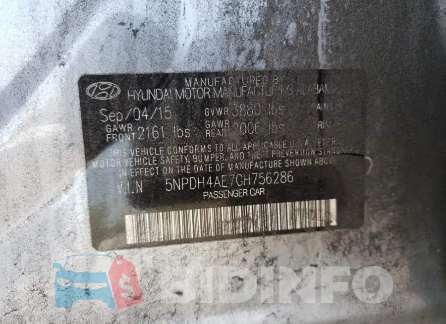 5NPDH4AE7GH756286 Photo# 12