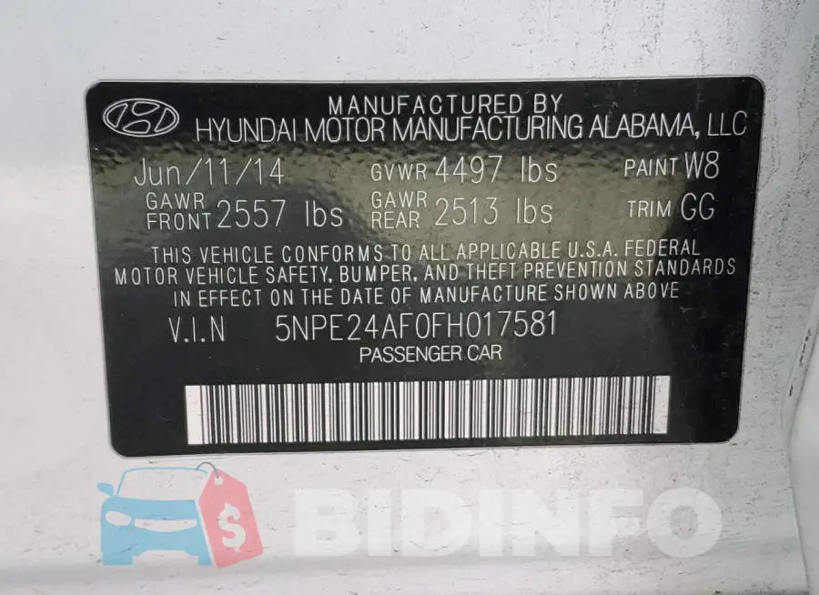 5NPE24AF0FH017581 Photo# 12