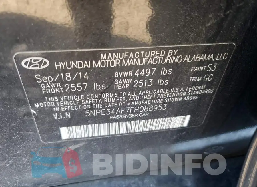 5NPE34AF7FH088953 Photo# 12
