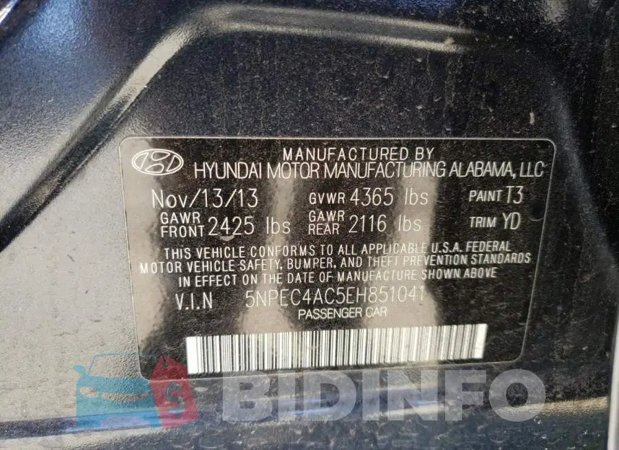 5NPEC4AC5EH851041 Photo# 12
