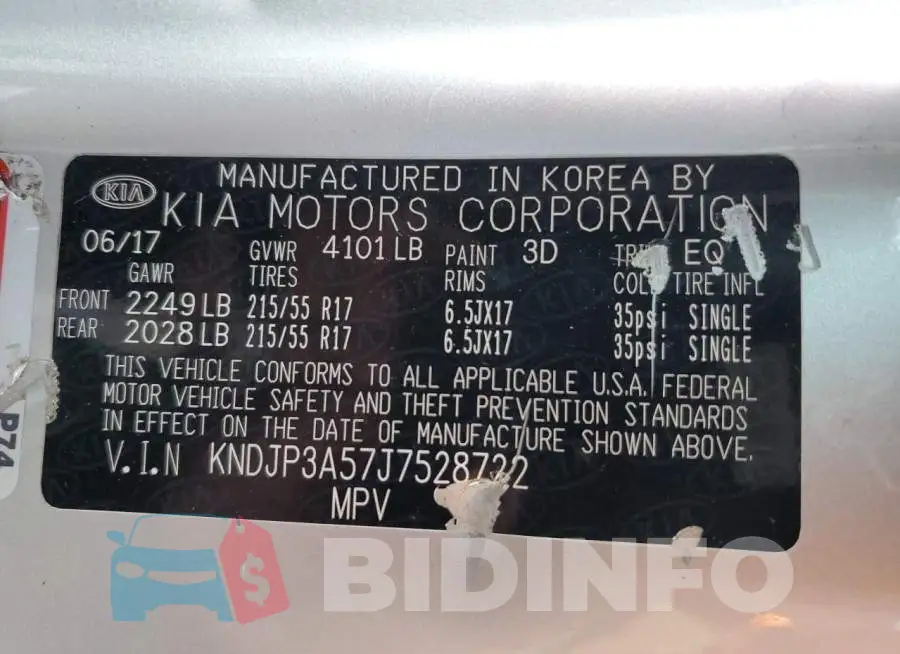 KNDJP3A57J7528722 Photo# 12