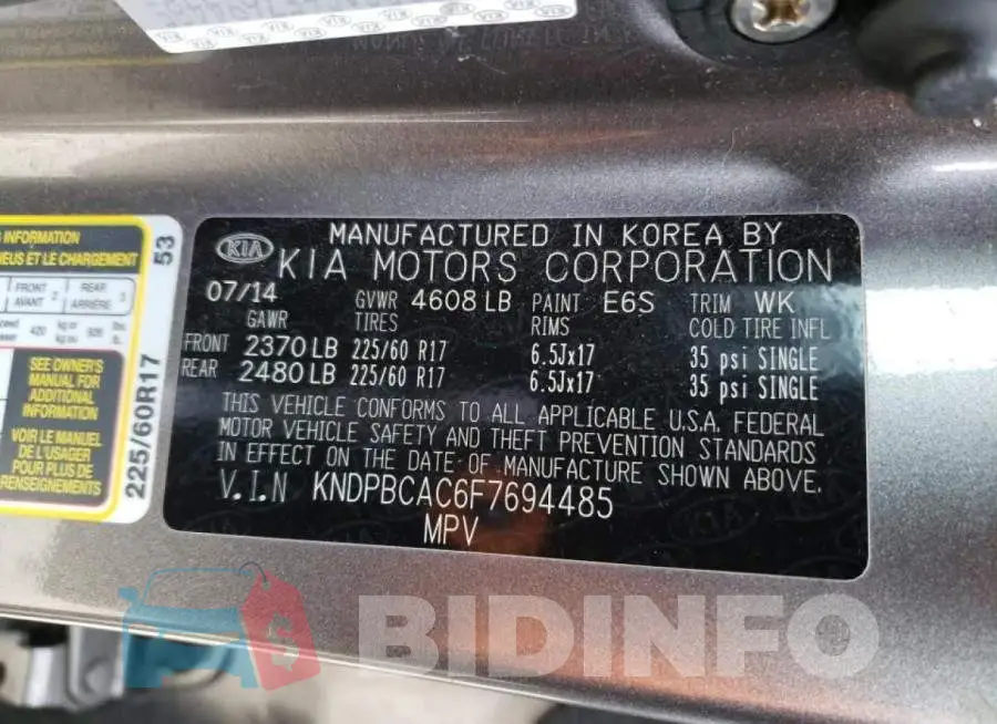 KNDPBCAC6F7694485 Photo# 13