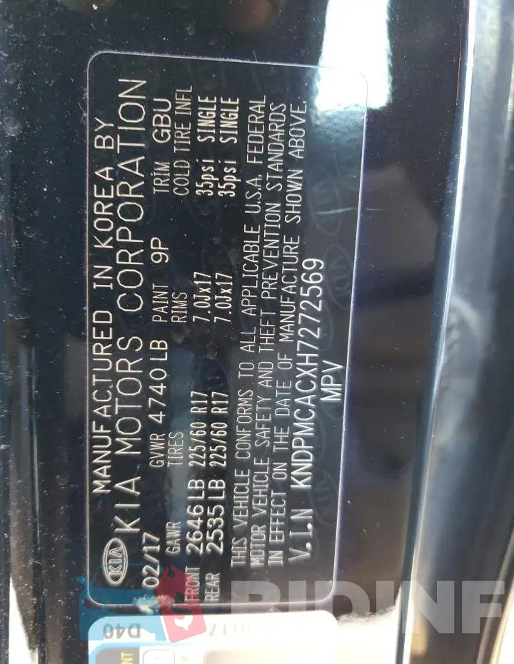 KNDPMCACXH7272569 Photo# 13