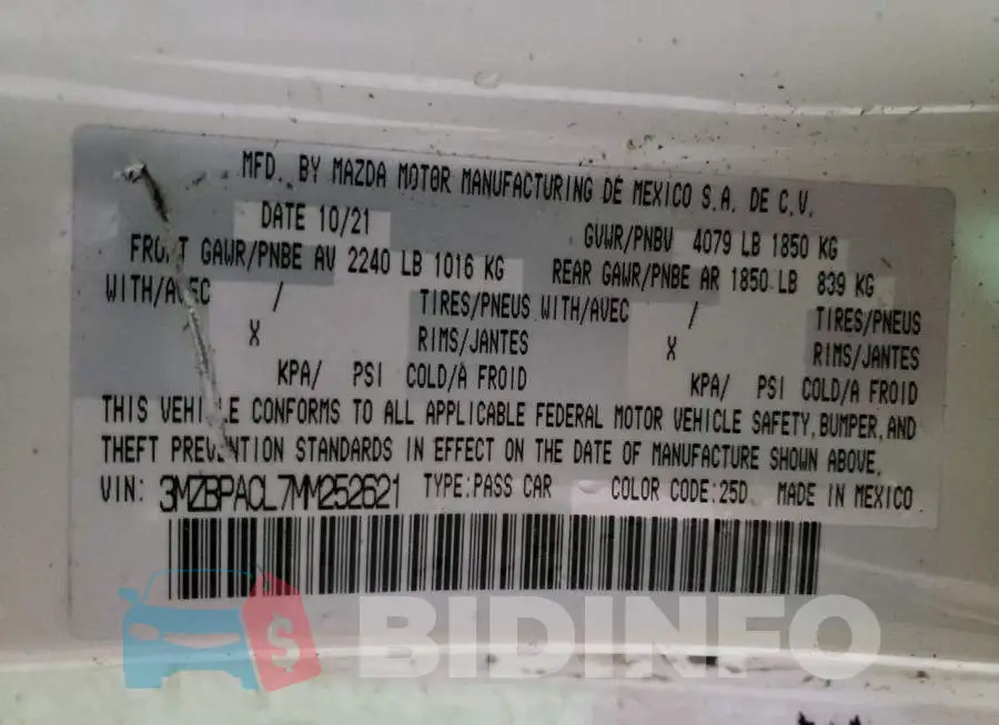 3MZBPACL7MM252621 Photo# 13