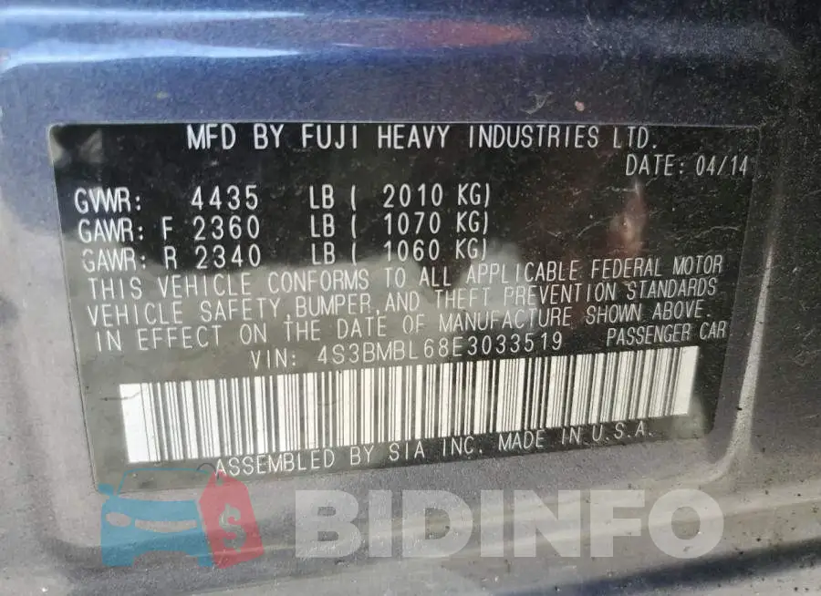 4S3BMBL68E3033519 Photo# 12