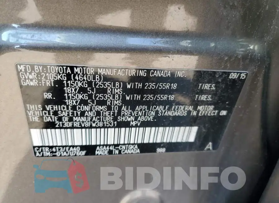 2T3DFREV8FW381531 Photo# 13