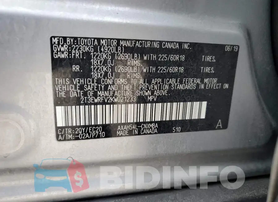 2T3EWRFV2KW021233 Photo# 13