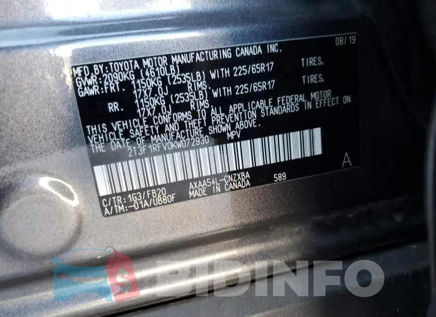 2T3F1RFV0KW072930 Photo# 10