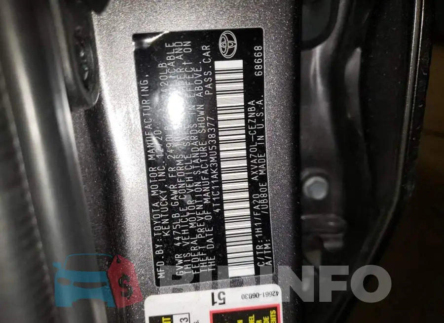 4T1C11AK3MU538377 Photo# 12