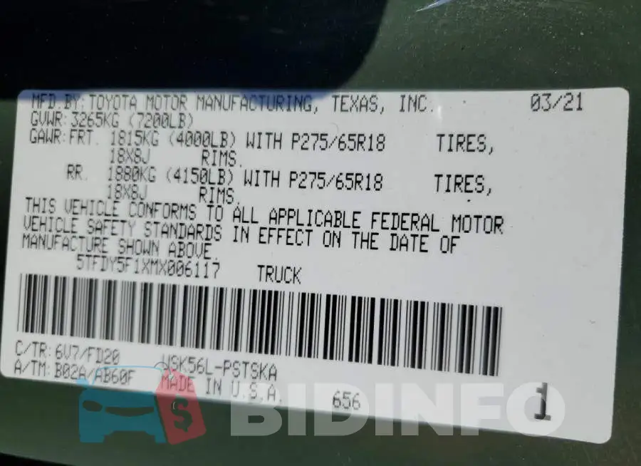 5TFDY5F1XMX006117 Photo# 13
