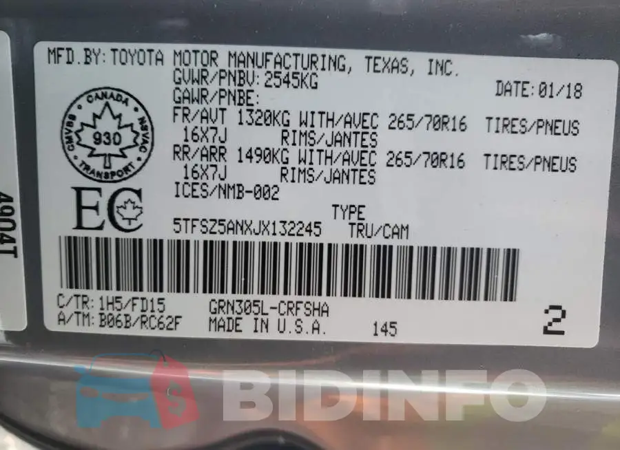 5TFSZ5ANXJX132245 Photo# 12