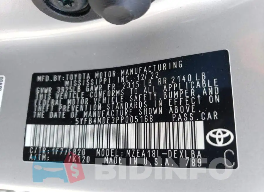 5YFB4MDE3PP005168 Photo# 13