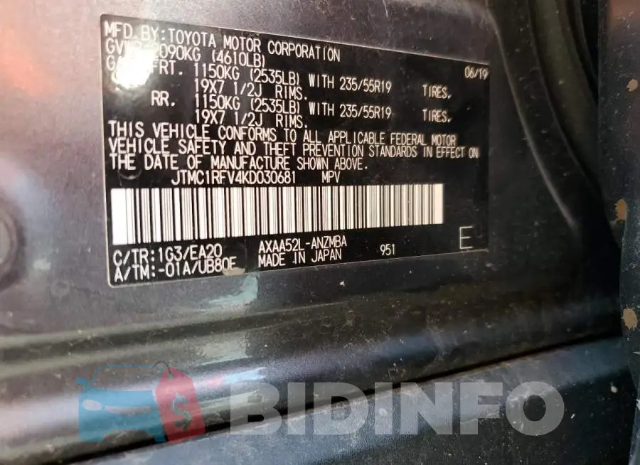 JTMC1RFV4KD030681 Photo# 12