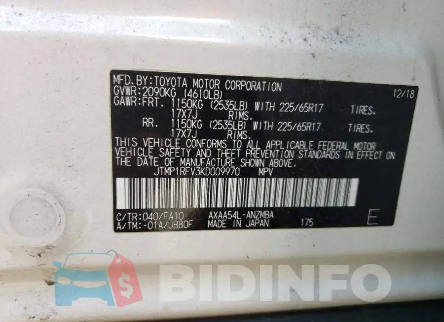 JTMP1RFV3KD009970 Photo# 13
