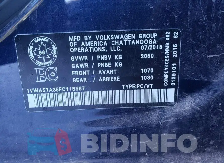 1VWAS7A35FC115567 Photo# 12