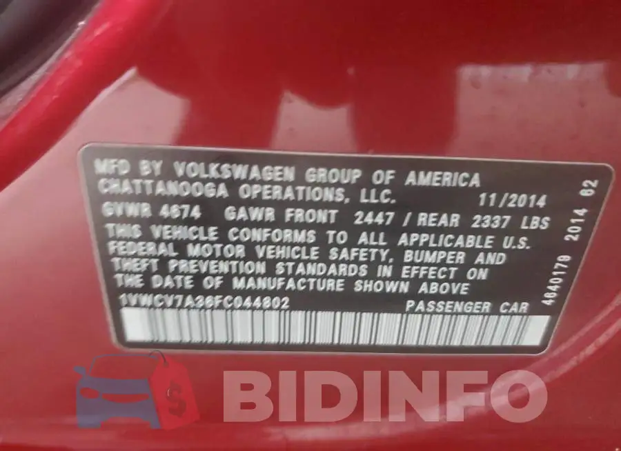 1VWCV7A36FC044802 Photo# 12