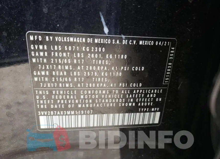 3VV2B7AX3MM119107 Photo# 12