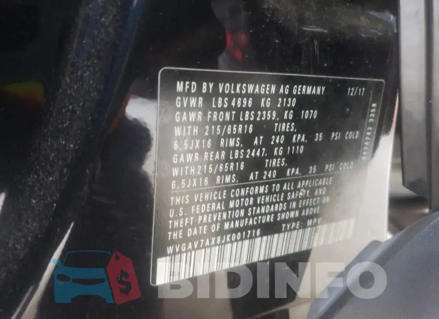 WVGAV7AX8JK001716 Photo# 10