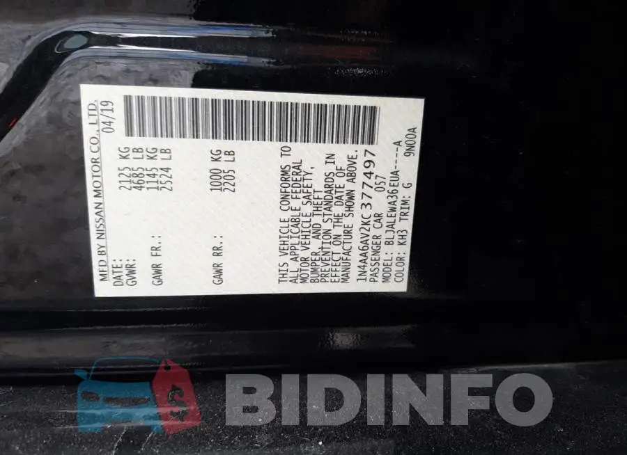 1N4AA6AV2KC377497 Photo# 12
